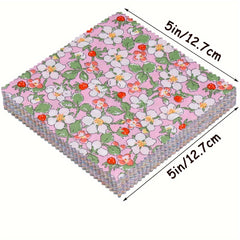 Pastoral Style Floral 42pcs Fabric Squares 5x5 Inches for Quilting and Crafts