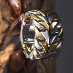 Men's Two Tone Chain Pattern Ring