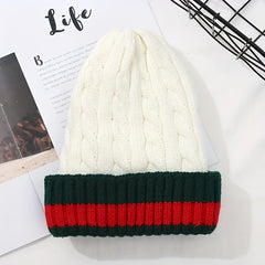 Striped Beanie Hat Ear Protection Warm Knitted Hat for Men and Women