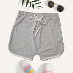 Drawstring Solid Shorts Casual Elastic Waist Women's Clothing