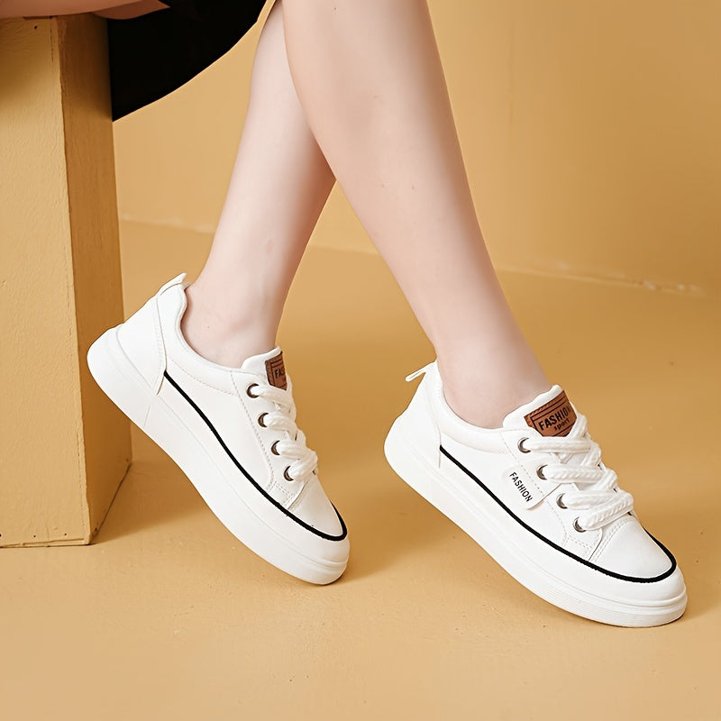 Women's Letter Pattern Lace-up Skate Shoes Soft Sole Athletic Sneakers