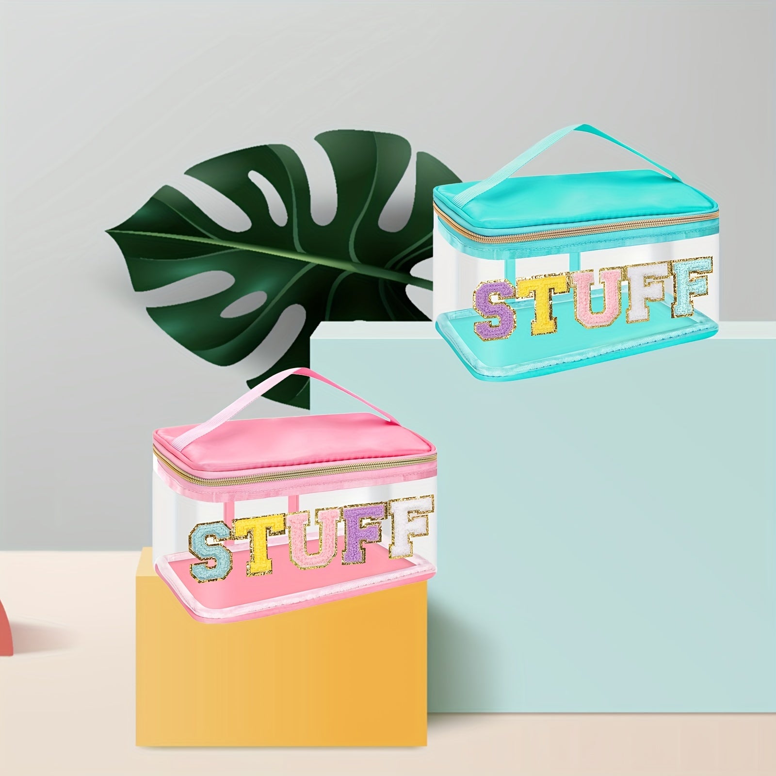 Chenille Letter Bag Makeup Cases Nylon Bag with Zipper