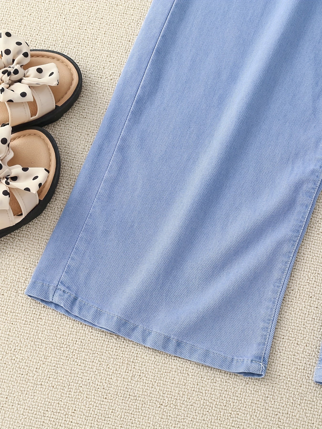Girls Button Jeans Wide Leg Pants Teen Kids