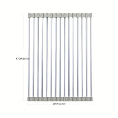 Roll Up Sink Drying Rack Stainless Steel Dish Drain Multifunctional Drainer