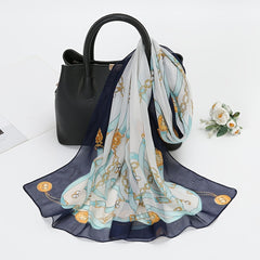 Colorful Chiffon Print Silky Scarf Warm Winter Shawl