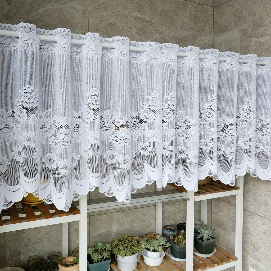 Floral Lace Curtain Valance for Kitchen Bathroom