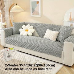 Plaid Sherpa Fleece Sofa Slipcover Solid Warm Cozy Sectional Sofa Covers