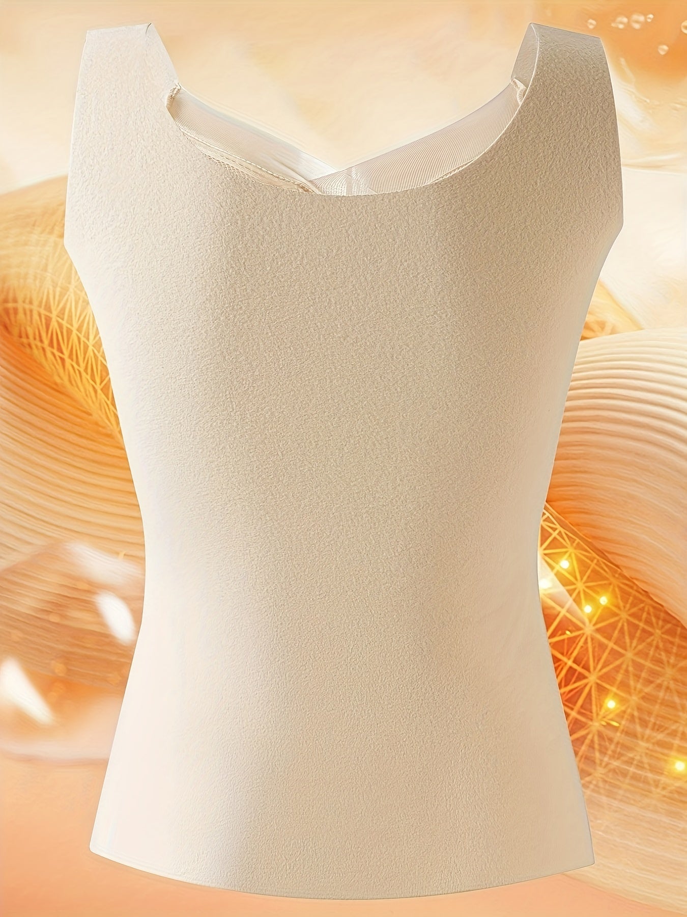 2pcs Lace Thermal Underwear Soft V Neck Sleeveless Top Women's Lingerie