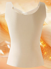2pcs Lace Thermal Underwear Soft V Neck Sleeveless Top Women's Lingerie