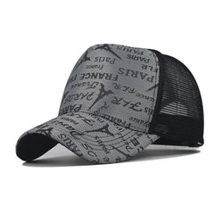 Men's Paris Embroidered Baseball Cap Mesh Hip Hop Trucker Sun Hat