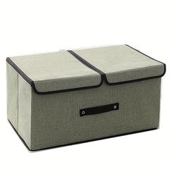 Cotton Linen Foldable Storage Box Organizer Double Cover 50x30x19cm