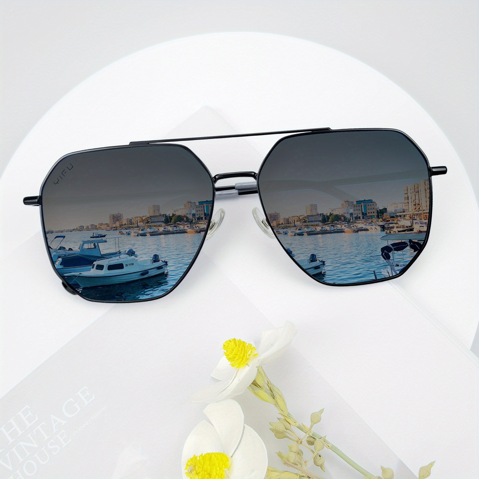 Men's Polarized Square Double Bridge Sunglasses UV 400