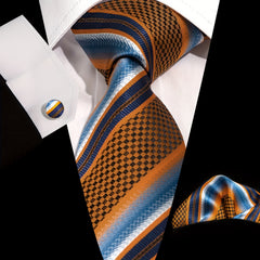 Classic Necktie Pocket Square And Hanky Cufflinks Set For Men
