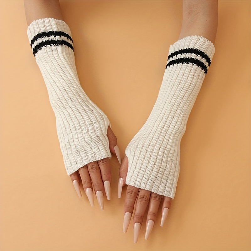 Knitted Sleeve Arm Cover with Thumb Hole for Autumn & Winter