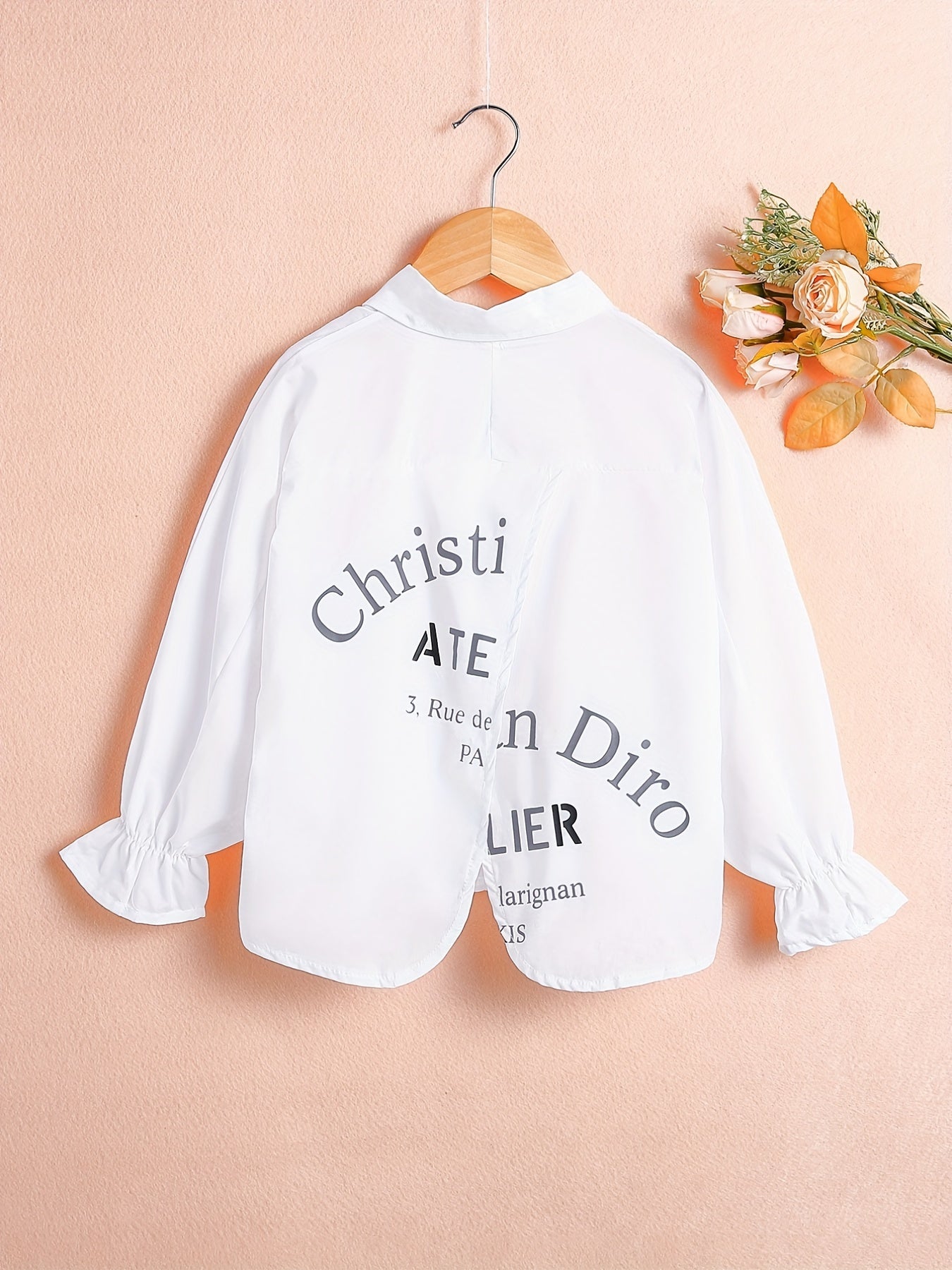 Girls V neck Loose Long Sleeves Button Shirts