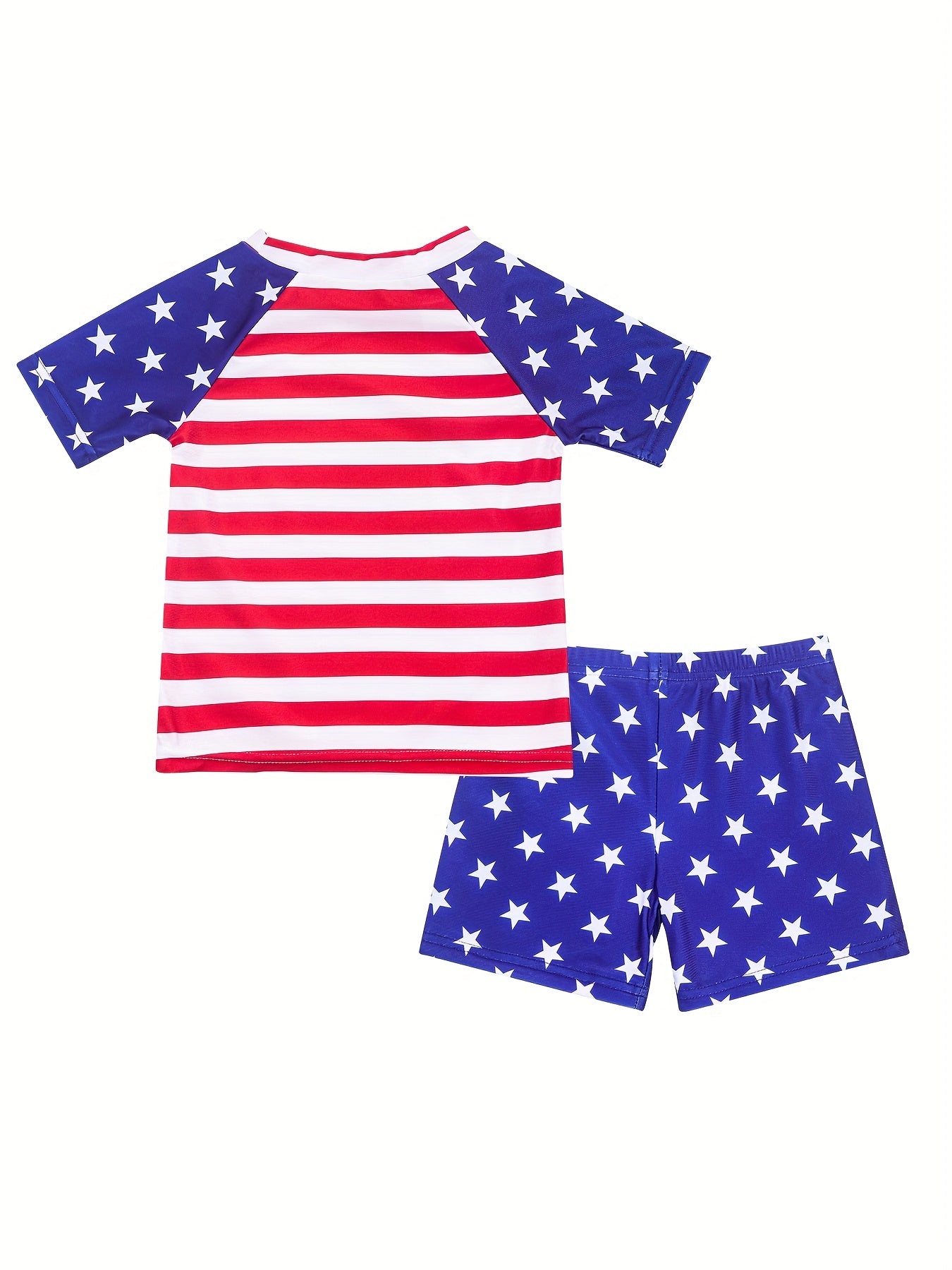 Boys Star And Stripe Swimming Suit Trunks & Tops For Beach Vacation