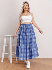 Ombre Houndstooth Print Maxi Skirt