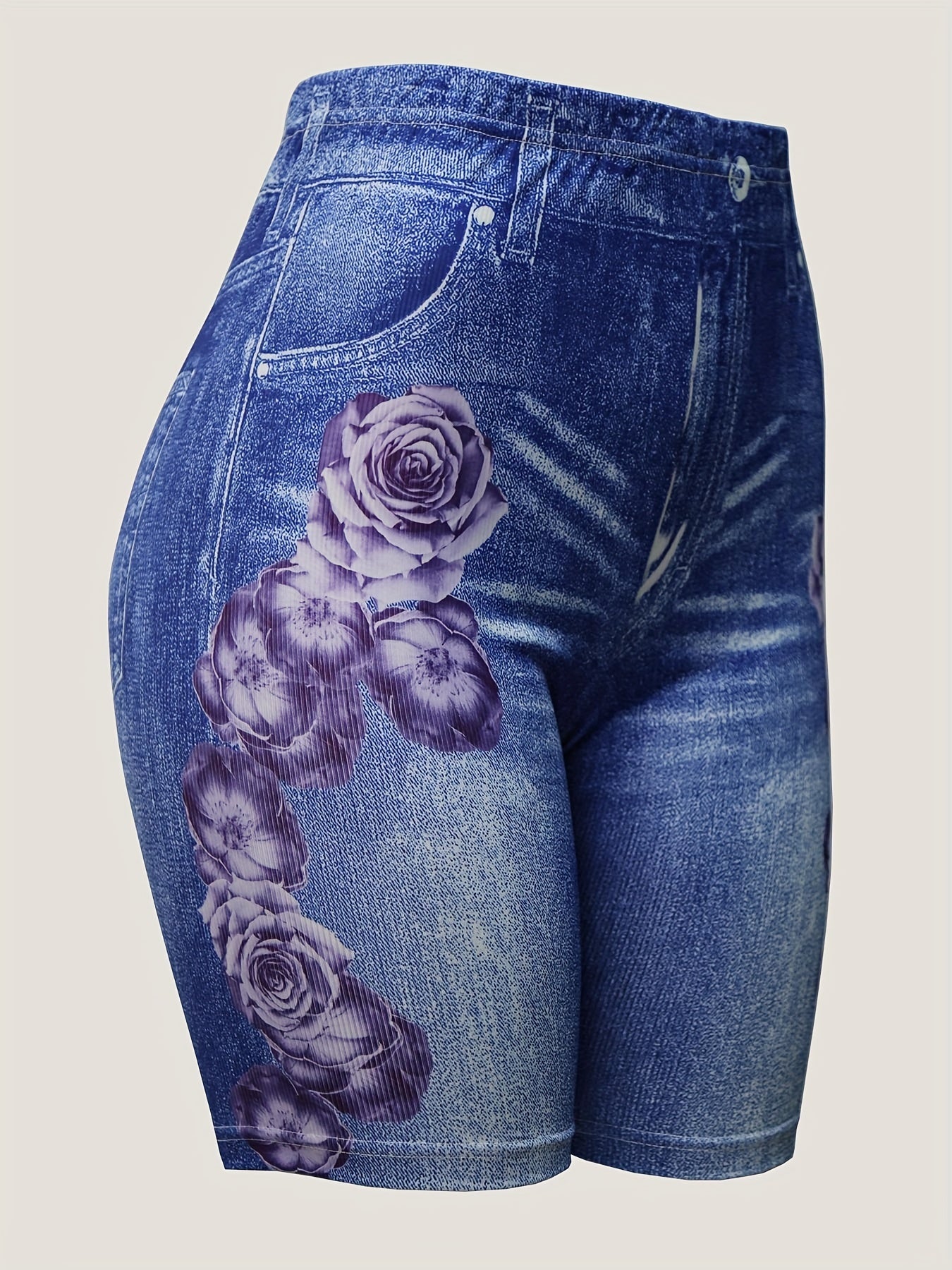 Butterfly Print Short Length Leggings High Waist Slim Summer Leggings