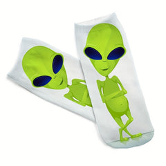 5 Pairs Alien Print Socks Low Cut Women's Stockings