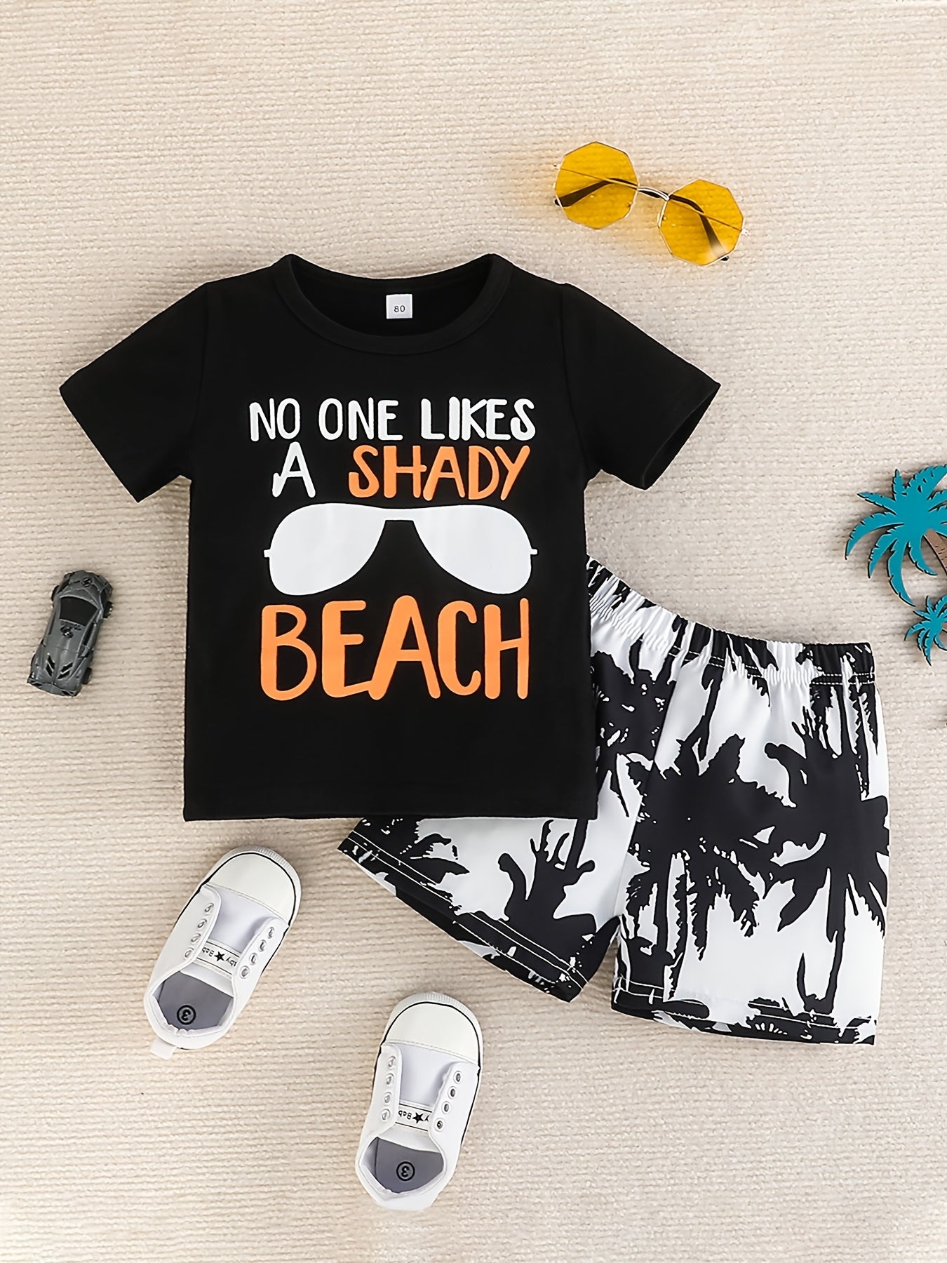 Toddler Boys Coconut Tree Print Top & Shorts Set