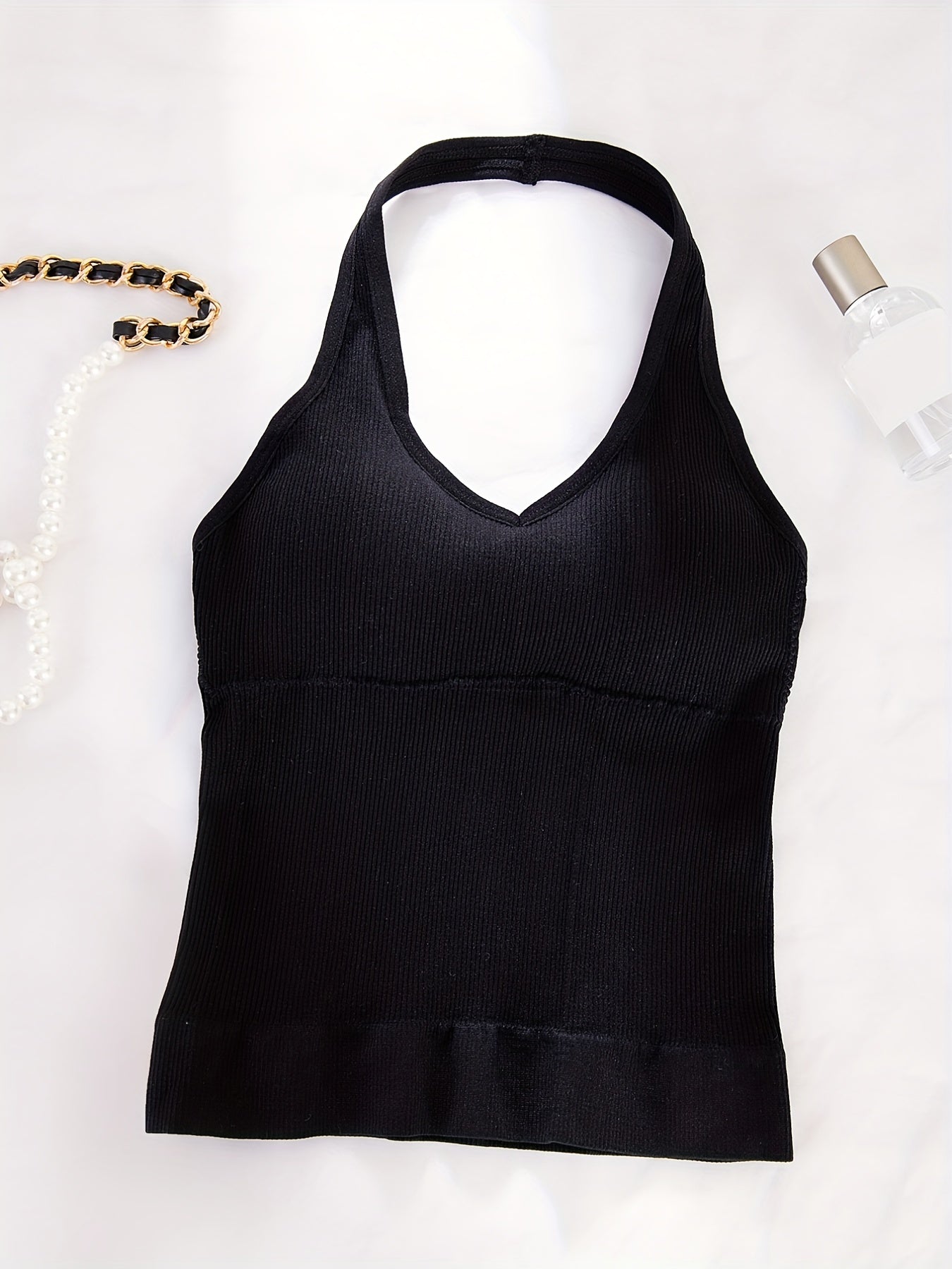 Halter Padded Tank Top Sexy V Neck All match Vest Top Women's Lingerie