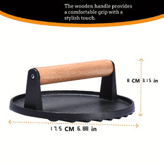 Durable Cast Iron Meat Press Plate for BBQ and Grilling