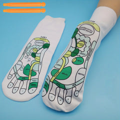 Acupoints Print Socks & Massage Stick Women's Stockings
