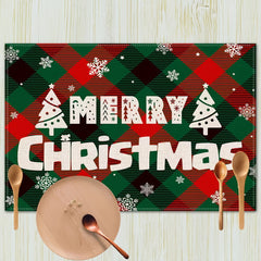 Christmas Santa Claus Mat Non Slip Heat Resistant Kitchen Table Cotton Linen Mat