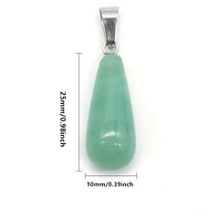 5pcs Stone Pendant Oval Long Tears Water Drop Chakra Charm Semi Precious Gemston