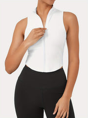 Solid Zipper Sleeveless Tank Top for Women