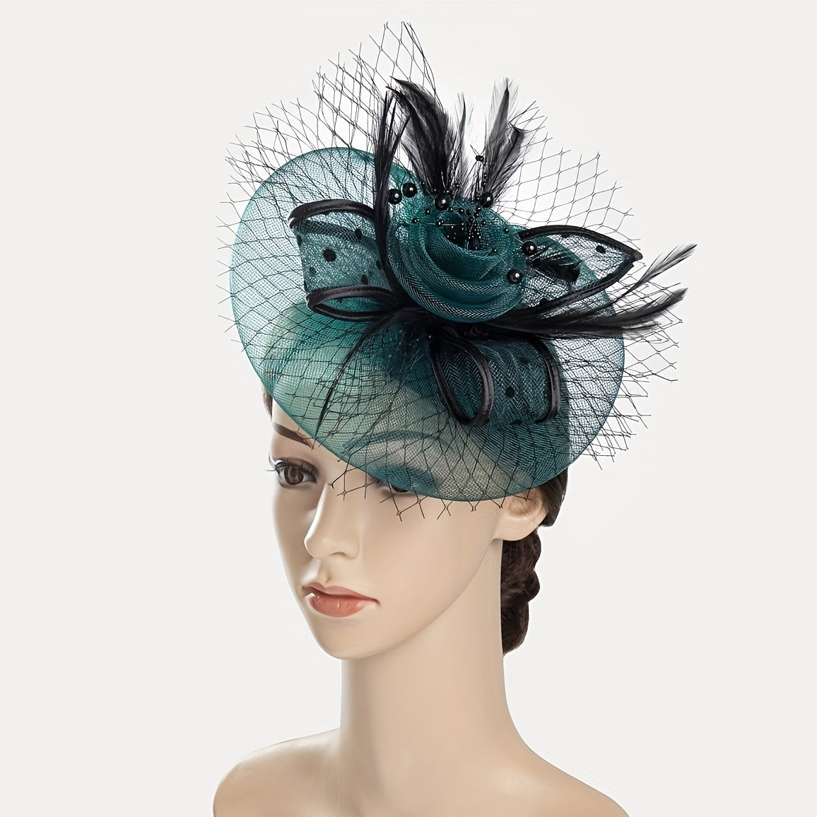 Women Hair Clip Mesh Flower Faux Feather Head Piece Derbyhat