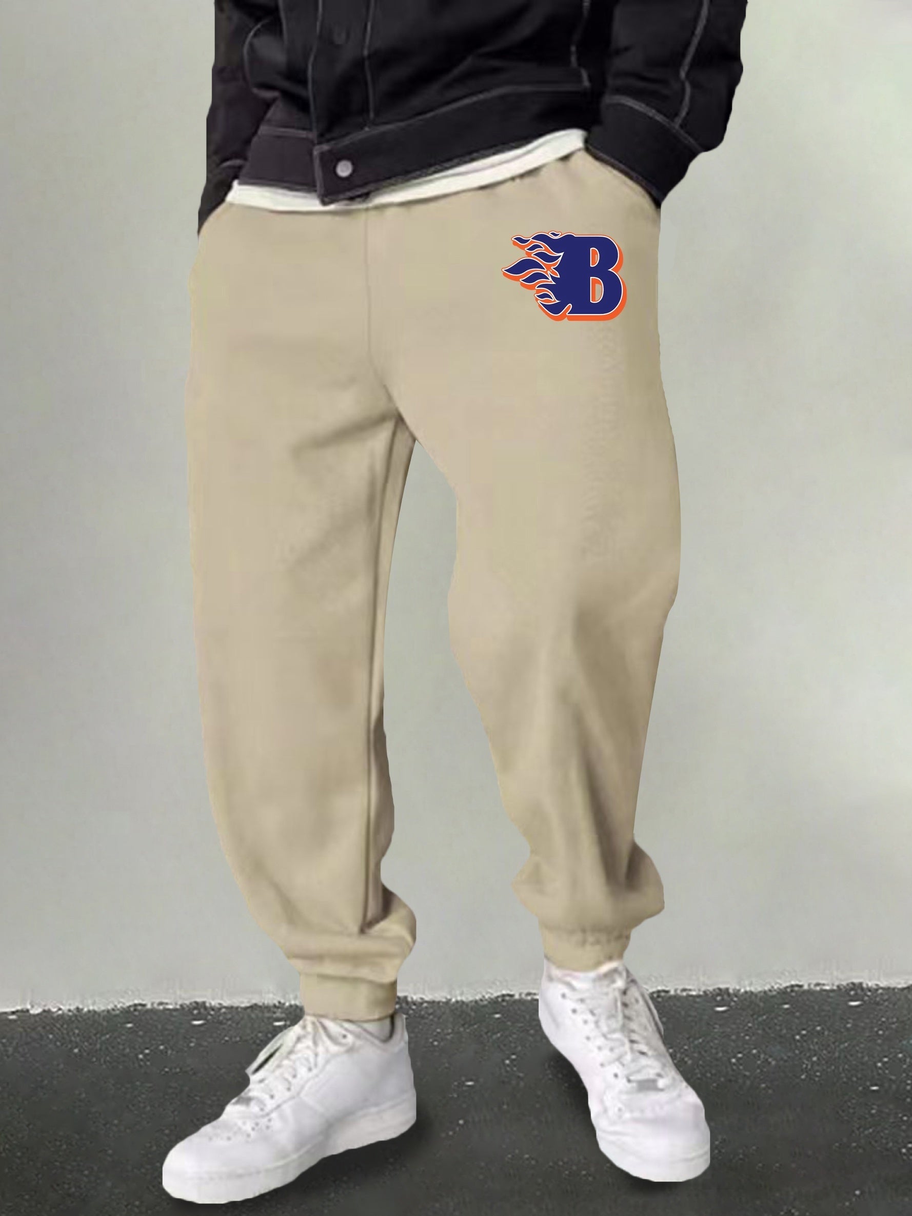 Men's B Graphic Sweatpants Casual Drawstring Joggers Outdoor