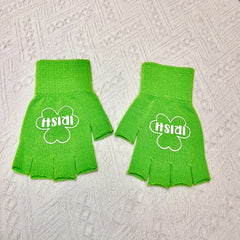 Green Four Leaf Clover Half Finger Outdoor Sports Gloves