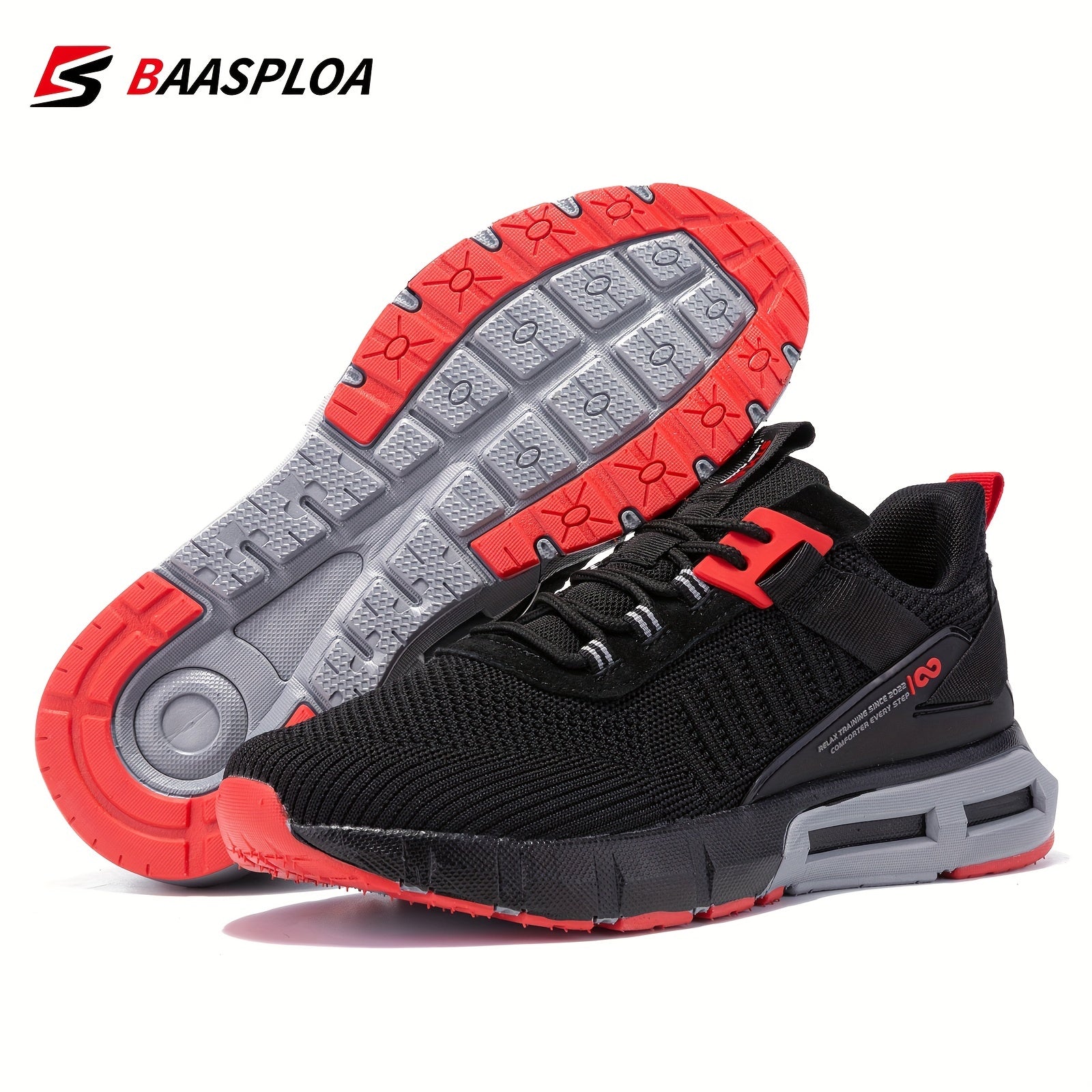 Baasploa Men's Knit Running Shoes - Soft Sole Sneakers for Jogging