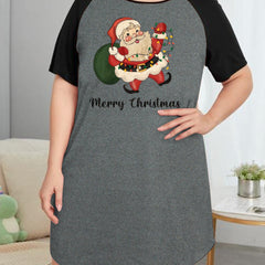 Christmas Nightdress Women's Santa Claus Print Tee Sleep Dress