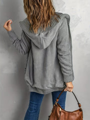 Hooded Cardigan Button-Up Long Sleeve with Pockets