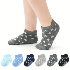 6 Pairs Star Knit Ankle Socks Soft Breathable Cotton Socks for Kids