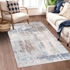 Washable Fluffy Bedroom Area Rug Abstract Carpet with Non Slip Backing