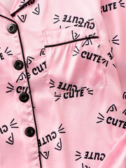 Girls Cat Shirt Pants Pajamas Set Kids Clothes