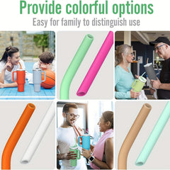 6pcs Silicone Straw Replacement For 40Oz Tumbler Colorful Reusable Bent Straws