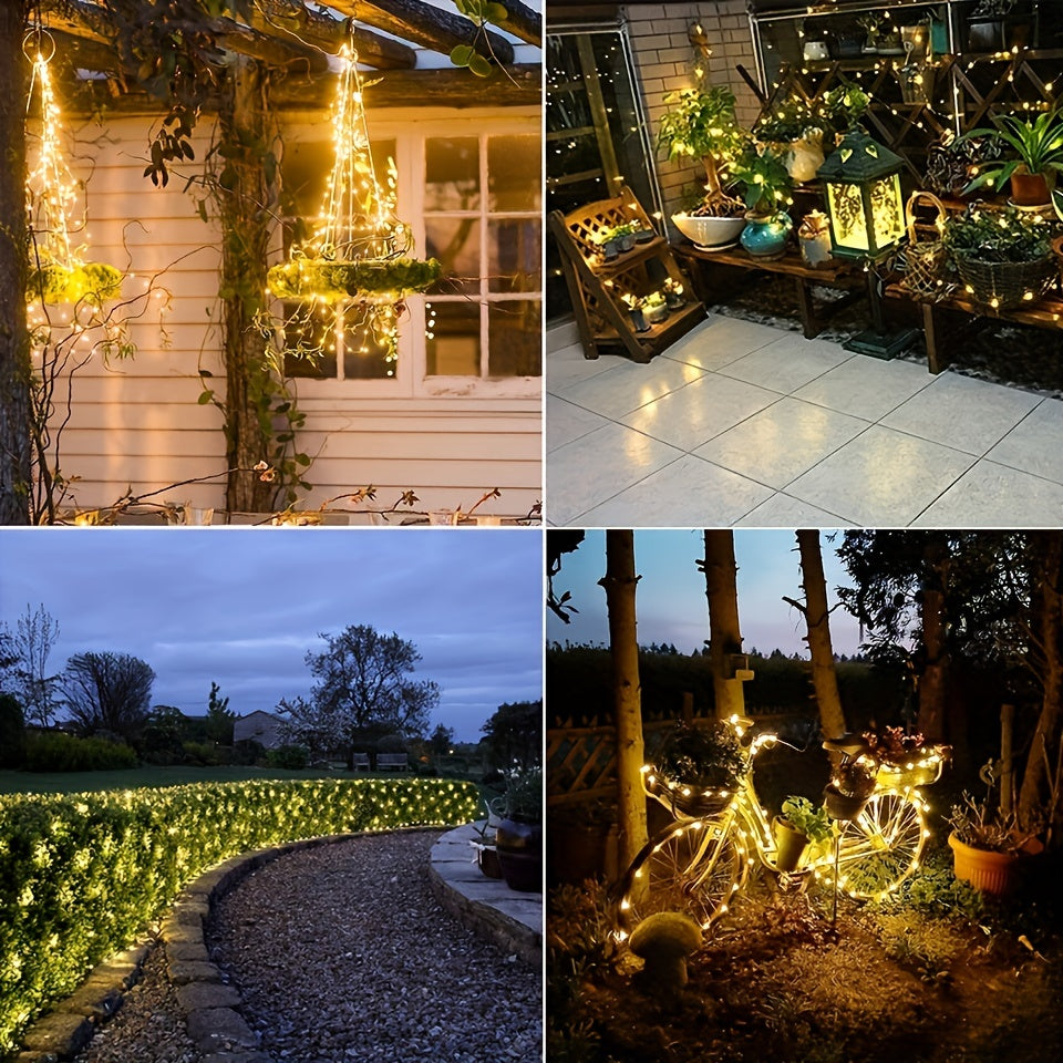 Outdoor Solar String Lights LED Fairy Garland 8 Mode Waterproof Copper Wire Lamp