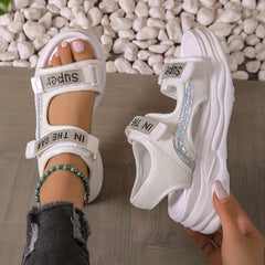 Women's Sports Sandals With Rhinestone Decor Thick Sole Shock Absorption