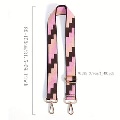 Colorblock Bag Strap Geometric Pattern Adjustable Travel Accessories