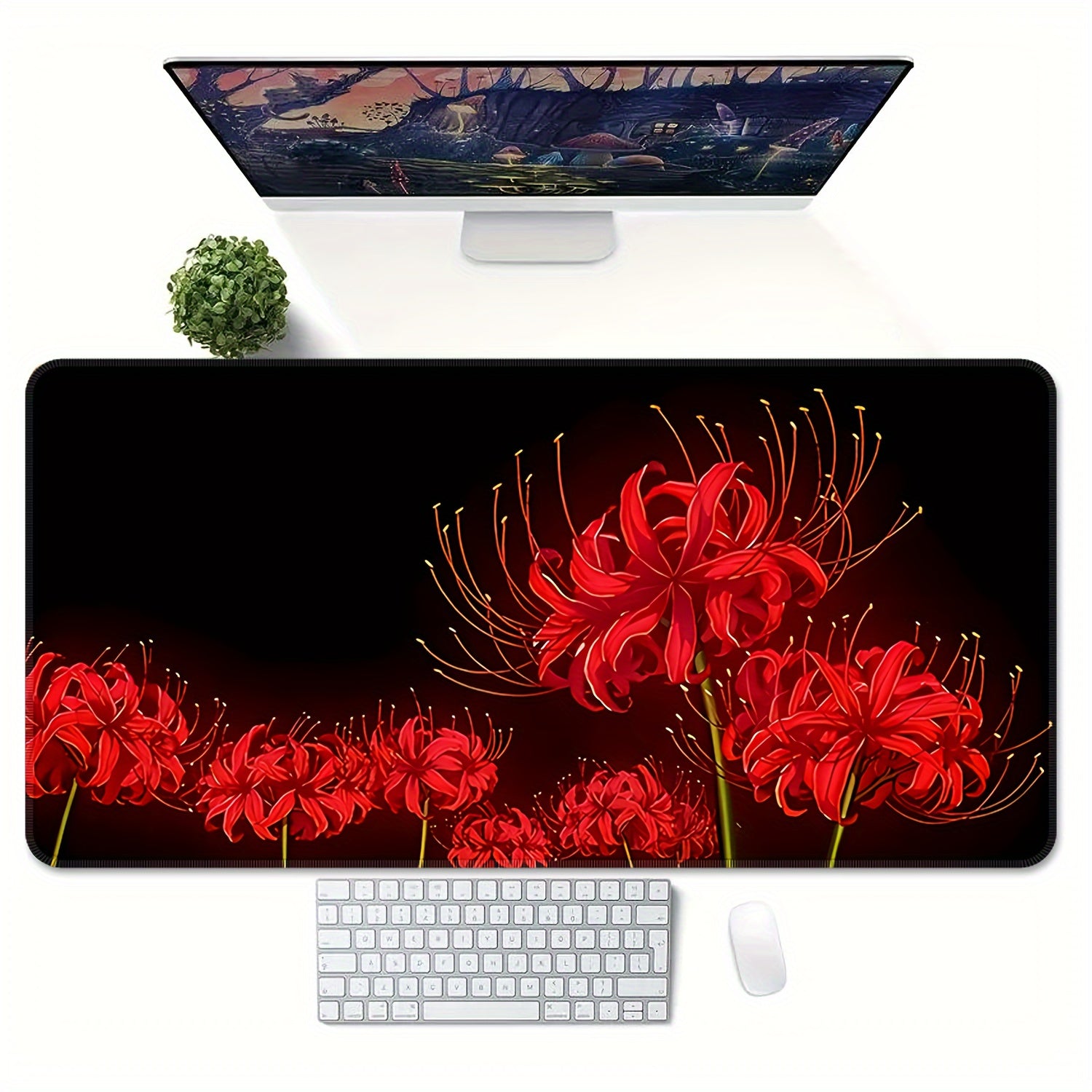 Red Spider Lily Large Game Mouse Pad Non Slip Office Mouse Pad