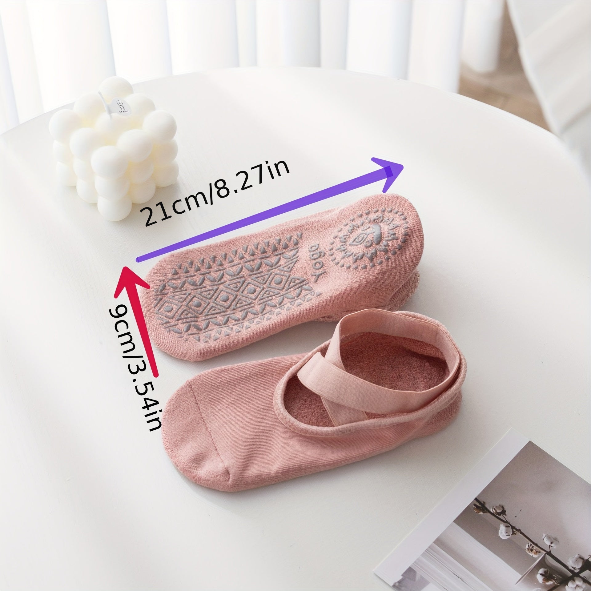 2 Pairs Non-slip Yoga Socks With Cross Strap Breathable Fitness Socks
