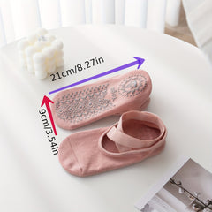2 Pairs Non-slip Yoga Socks With Cross Strap Breathable Fitness Socks