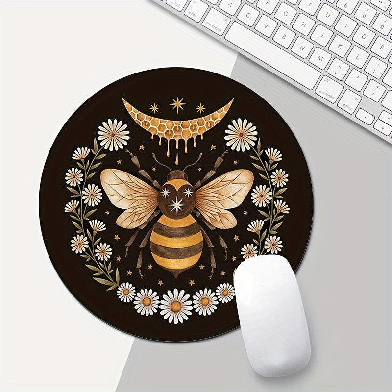 Bee Mouse Pad Round Non Slip Rubber Mousepad Laptop Office Computer Decor