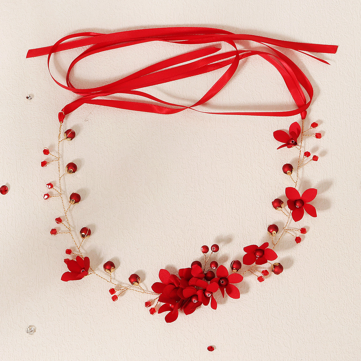 Red Pearl Flower Hairband Headband Party Favor Decorations