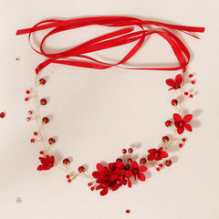 Red Pearl Flower Hairband Headband Party Favor Decorations