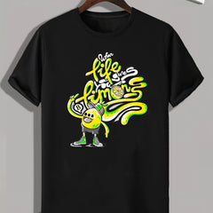 Rock Pattern Print Men's Sports Tee Shirt For Fitness Activities